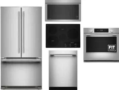 5 Piece Package Includes Refrigerator, Cooktop, Wall Oven, Microwave And Dishwasher