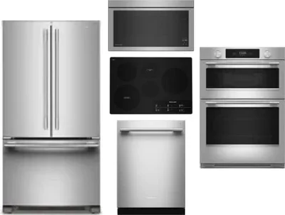 5 Piece Package Includes Refrigerator, Cooktop, Wall Oven, Microwave And Dishwasher