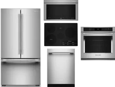 5 Piece Package Includes Refrigerator, Cooktop, Wall Oven, Microwave And Dishwasher