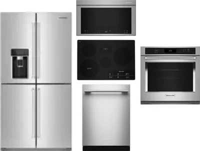 5 Piece Package Includes Refrigerator, Cooktop, Wall Oven, Microwave And Dishwasher