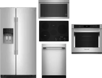 5 Piece Package Includes Refrigerator, Cooktop, Wall Oven, Microwave And Dishwasher