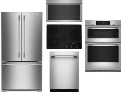 5 Piece Package Includes Refrigerator, Cooktop, Wall Oven, Microwave And Dishwasher