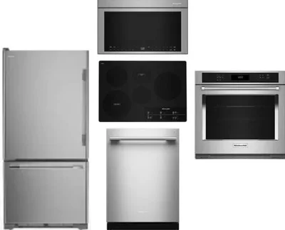 5 Piece Package Includes Refrigerator, Cooktop, Wall Oven, Microwave And Dishwasher