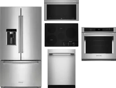 5 Piece Package Includes Refrigerator, Cooktop, Wall Oven, Microwave And Dishwasher
