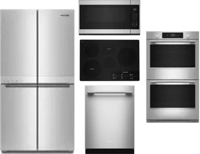 5 Piece Package Includes Refrigerator, Cooktop, Wall Oven, Microwave And Dishwasher