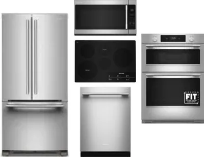 5 Piece Package Includes Refrigerator, Cooktop, Wall Oven, Microwave And Dishwasher