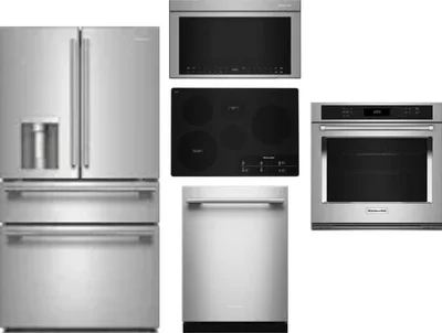 5 Piece Package Includes Refrigerator, Cooktop, Wall Oven, Microwave And Dishwasher