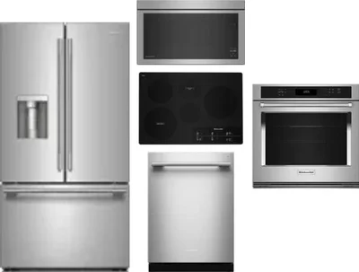 5 Piece Package Includes Refrigerator, Cooktop, Wall Oven, Microwave And Dishwasher