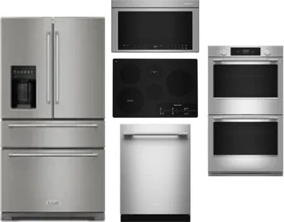5 Piece Package Includes Refrigerator, Cooktop, Wall Oven, Microwave And Dishwasher