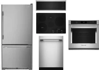 5 Piece Package Includes Refrigerator, Cooktop, Wall Oven, Microwave And Dishwasher