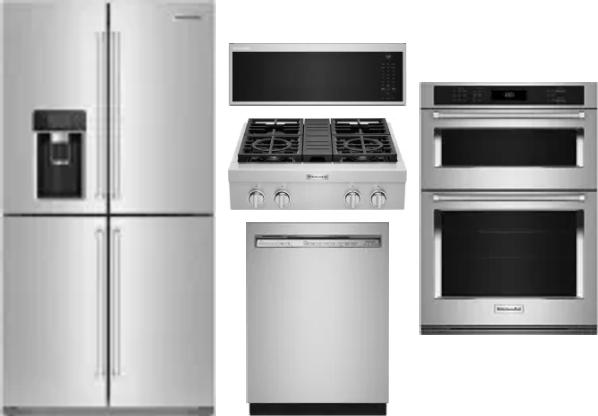 5 Piece Package Includes Refrigerator, Cooktop, Wall Oven, Microwave And Dishwasher