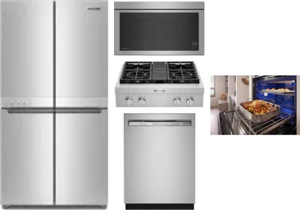5 Piece Package Includes Refrigerator, Cooktop, Wall Oven, Microwave And Dishwasher