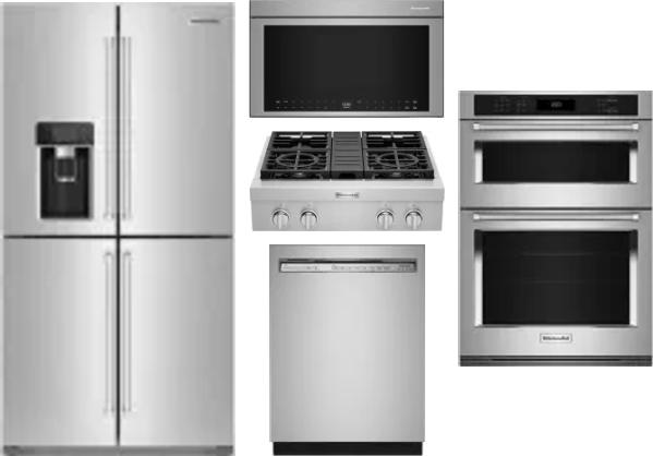 5 Piece Package Includes Refrigerator, Cooktop, Wall Oven, Microwave And Dishwasher