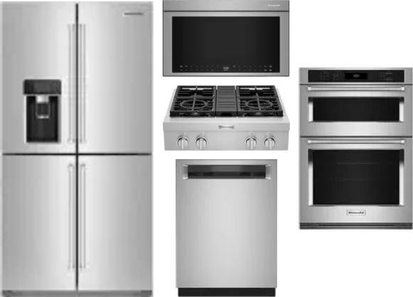 5 Piece Package Includes Refrigerator, Cooktop, Wall Oven, Microwave And Dishwasher