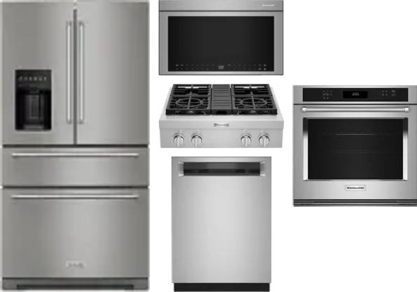 5 Piece Package Includes Refrigerator, Cooktop, Wall Oven, Microwave And Dishwasher