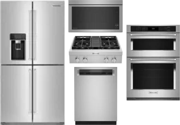 5 Piece Package Includes Refrigerator, Cooktop, Wall Oven, Microwave And Dishwasher