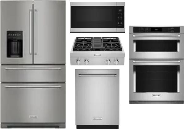 5 Piece Package Includes Refrigerator, Cooktop, Wall Oven, Microwave And Dishwasher