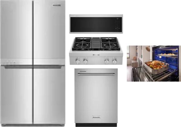 5 Piece Package Includes Refrigerator, Cooktop, Wall Oven, Microwave And Dishwasher