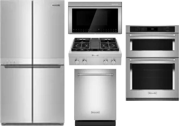 5 Piece Package Includes Refrigerator, Cooktop, Wall Oven, Microwave And Dishwasher