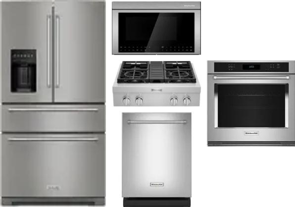 5 Piece Package Includes Refrigerator, Cooktop, Wall Oven, Microwave And Dishwasher