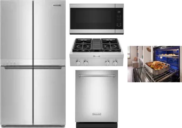 5 Piece Package Includes Refrigerator, Cooktop, Wall Oven, Microwave And Dishwasher