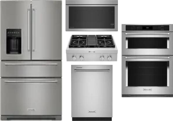 5 Piece Package Includes Refrigerator, Cooktop, Wall Oven, Microwave And Dishwasher