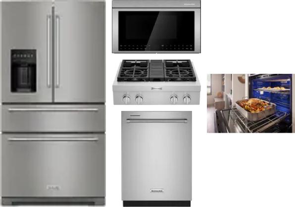 5 Piece Package Includes Refrigerator, Cooktop, Wall Oven, Microwave And Dishwasher