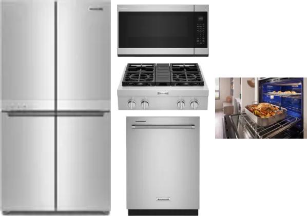 5 Piece Package Includes Refrigerator, Cooktop, Wall Oven, Microwave And Dishwasher