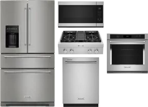 5 Piece Package Includes Refrigerator, Cooktop, Wall Oven, Microwave And Dishwasher