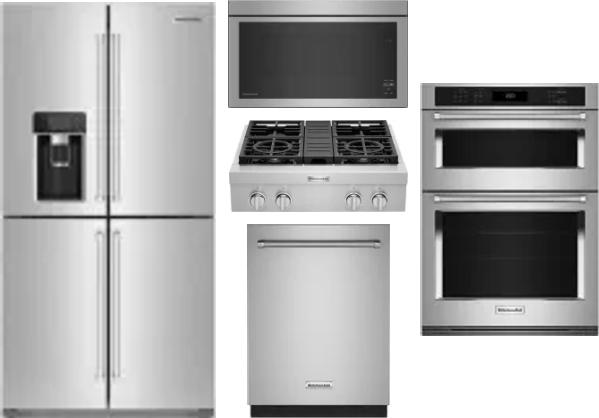 5 Piece Package Includes Refrigerator, Cooktop, Wall Oven, Microwave And Dishwasher