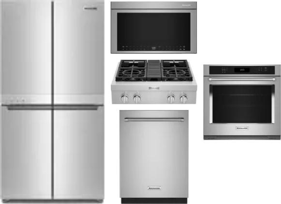 5 Piece Package Includes Refrigerator, Cooktop, Wall Oven, Microwave And Dishwasher