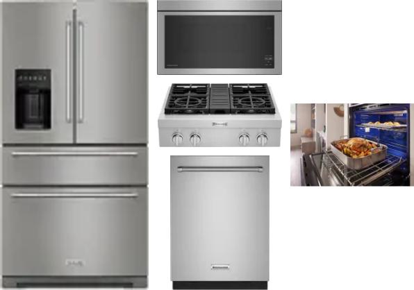 5 Piece Package Includes Refrigerator, Cooktop, Wall Oven, Microwave And Dishwasher