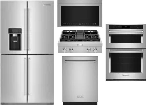 5 Piece Package Includes Refrigerator, Cooktop, Wall Oven, Microwave And Dishwasher