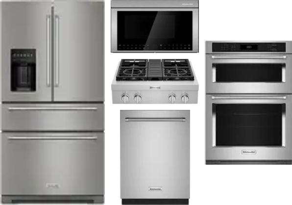 5 Piece Package Includes Refrigerator, Cooktop, Wall Oven, Microwave And Dishwasher