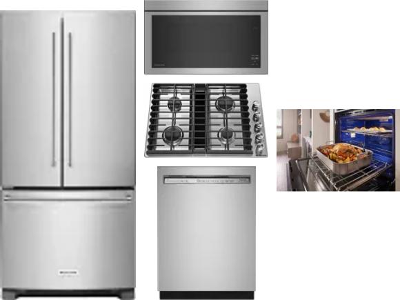 5 Piece Package Includes Refrigerator, Cooktop, Wall Oven, Microwave And Dishwasher