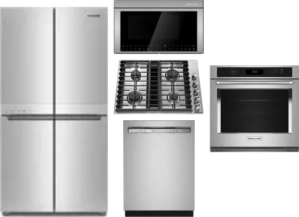 5 Piece Package Includes Refrigerator, Cooktop, Wall Oven, Microwave And Dishwasher