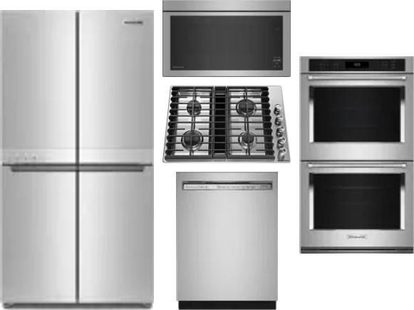 5 Piece Package Includes Refrigerator, Cooktop, Wall Oven, Microwave And Dishwasher