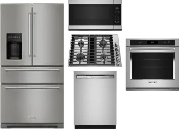5 Piece Package Includes Refrigerator, Cooktop, Wall Oven, Microwave And Dishwasher