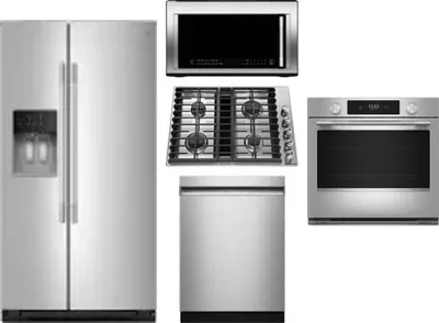 5 Piece Package Includes Refrigerator, Cooktop, Wall Oven, Microwave And Dishwasher