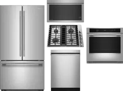 5 Piece Package Includes Refrigerator, Cooktop, Wall Oven, Microwave And Dishwasher