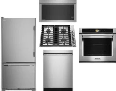 5 Piece Package Includes Refrigerator, Cooktop, Wall Oven, Microwave And Dishwasher