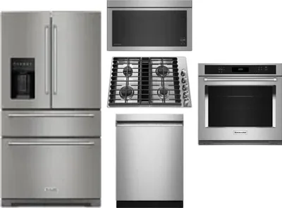 5 Piece Package Includes Refrigerator, Cooktop, Wall Oven, Microwave And Dishwasher