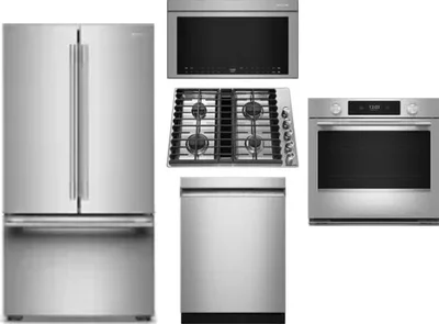 5 Piece Package Includes Refrigerator, Cooktop, Wall Oven, Microwave And Dishwasher