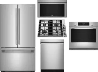 5 Piece Package Includes Refrigerator, Cooktop, Wall Oven, Microwave And Dishwasher