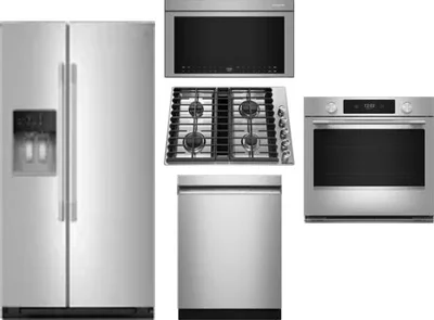 5 Piece Package Includes Refrigerator, Cooktop, Wall Oven, Microwave And Dishwasher