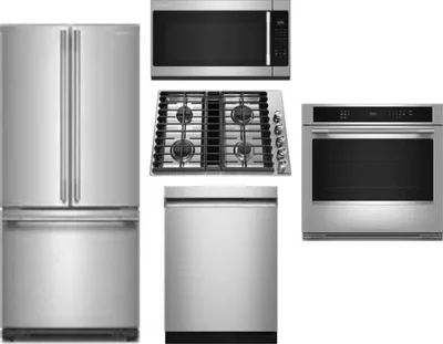 5 Piece Package Includes Refrigerator, Cooktop, Wall Oven, Microwave And Dishwasher
