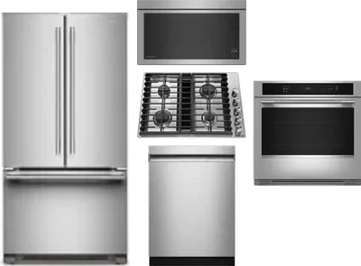 5 Piece Package Includes Refrigerator, Cooktop, Wall Oven, Microwave And Dishwasher
