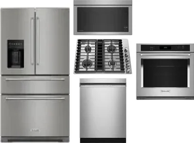 5 Piece Package Includes Refrigerator, Cooktop, Wall Oven, Microwave And Dishwasher