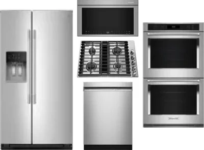 5 Piece Package Includes Refrigerator, Cooktop, Wall Oven, Microwave And Dishwasher