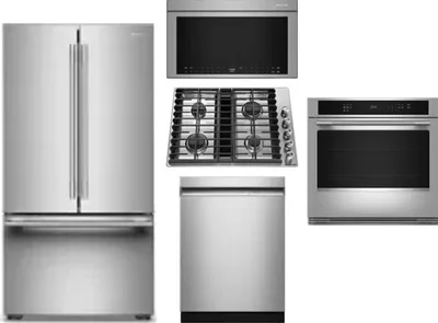 5 Piece Package Includes Refrigerator, Cooktop, Wall Oven, Microwave And Dishwasher